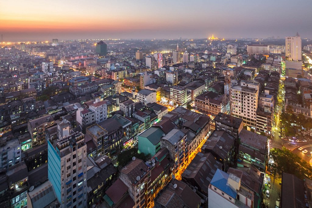 Yangon Sunset Skyline